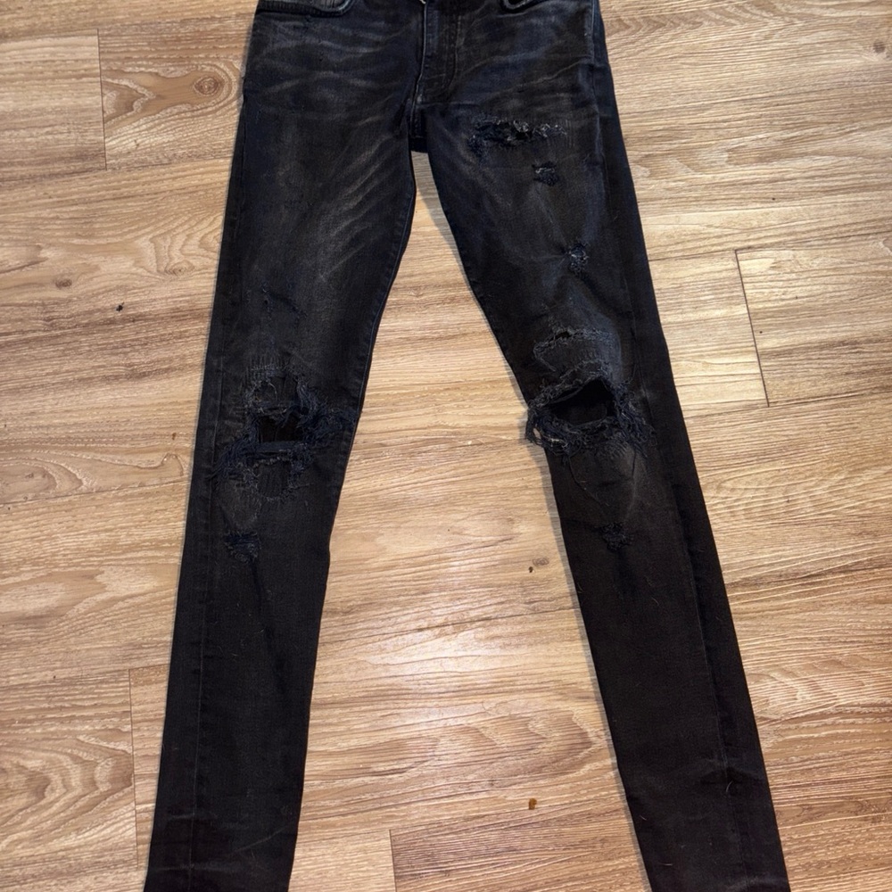 AMIRI Black Distressed Skinny Jeans